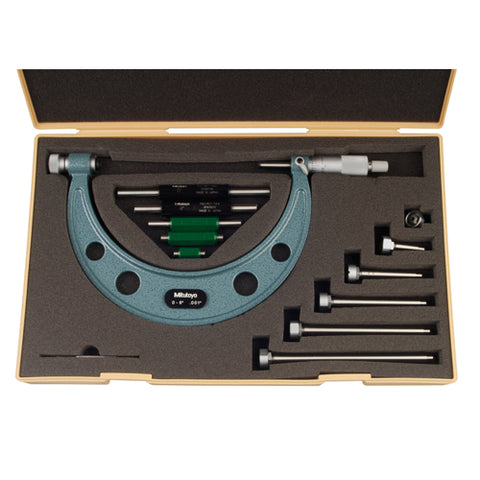 Mechanical Micrometer,  0-6 In, .001 In Interchangeable Anvil
