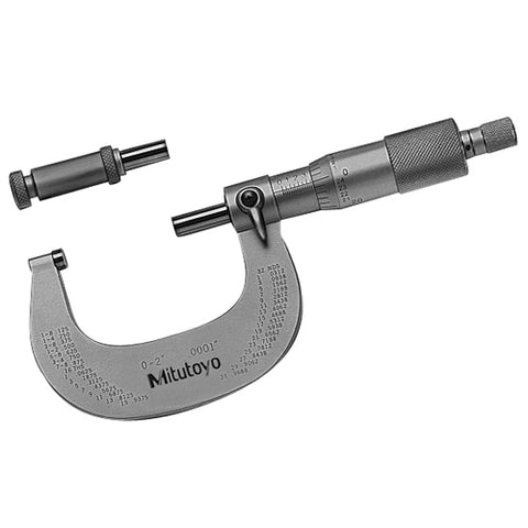 Mechanical Micrometer,  0-2 In, .0001 In Interchangeable Anvil
